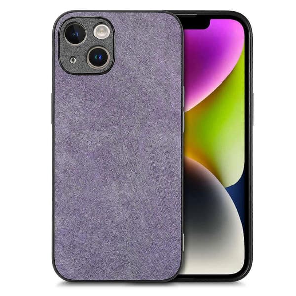 Til iPhone 14 Plus-deksel Støtsikkert slankt retro-skinntelefonbakdeksel