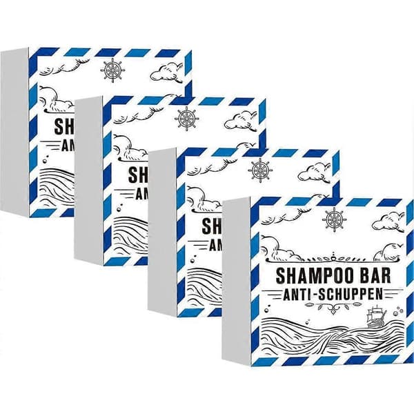 Solid Anti-Skæl Shampoo - Solid Shampoo Mænd & Kvinder - 3-i-1 Brusebad Sæbe Mænd til Hår, Ansigt, Krop (4 stk.)