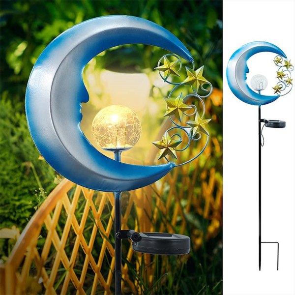 Solmåneskin, havebelysning med glas kugler og stjerner, sti