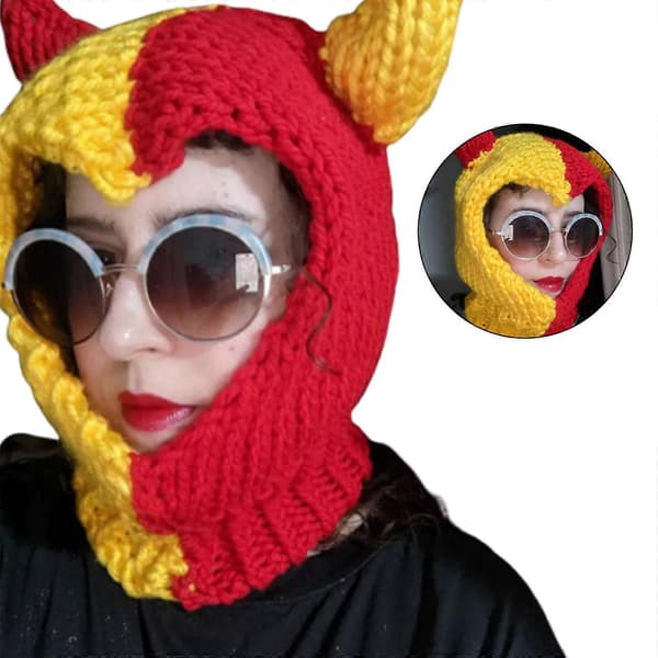 Rolig Horn Balaclava Herr Kostym Mössor Halloween Present Pullover Mössa Mjuk Mössa Halloween Present Varm Mjuk Balaclava Mössa Bildstil A
