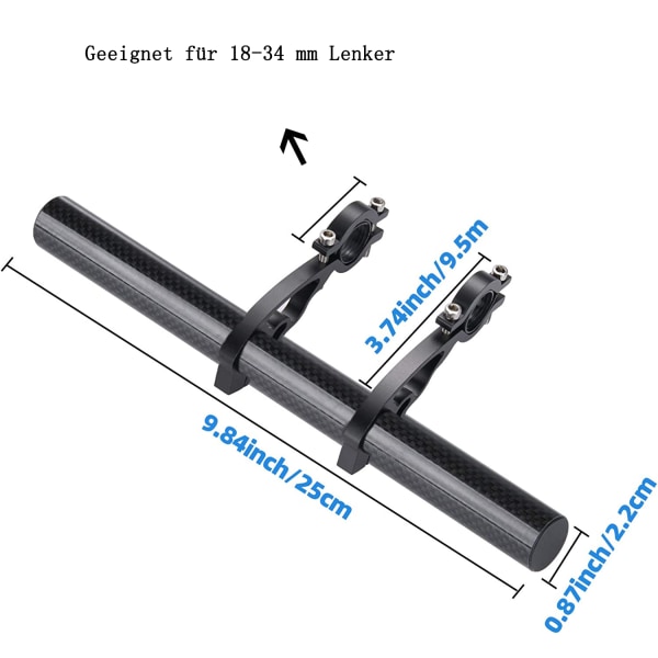 Cykelförlängningsfäste, dubbla cykelficklampa hållare, cykelstyre tillbehör, 25 cm