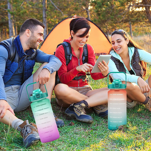 Half Gallon Water Bottle with Time Marker & Straw BPA Free