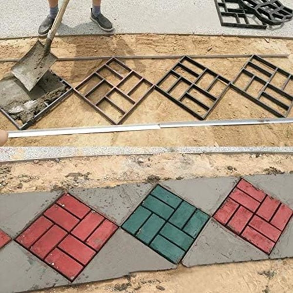 Återanvändbar Betongstigform, DIY Gångvägsplattläggare för Asymmetriska Stenformsprojekt