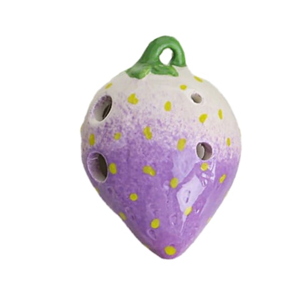 6 Hole Strawberry Ocarina - Ceramic Ocarina with Neck Strap for