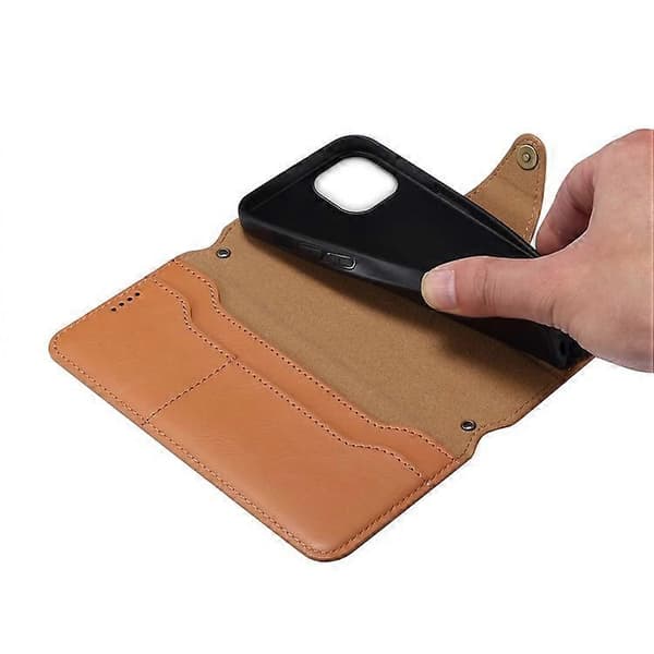 DENIOR Kompatibel med iPhone 13 6,1 tommer etui Læder Drop-resistent telefoncover med magnetisk lukning A