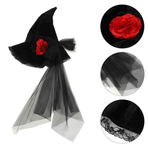 Heksehat Halloween Kostume til Dekoration Sort Cosplay Hat A
