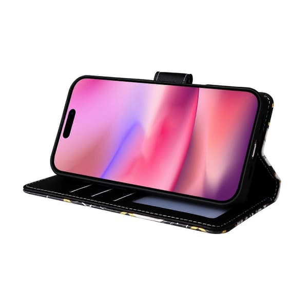 För iPhone 17 Fodral Lackerat Marmormönster Läder Telefonfodral med Handledsrem