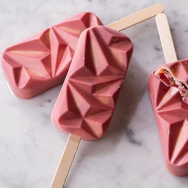 Isbitsformar Hålighet Silikon Glassform DIY Popsicle Form Med Pinnar Kubbricka Dessertverktyg A