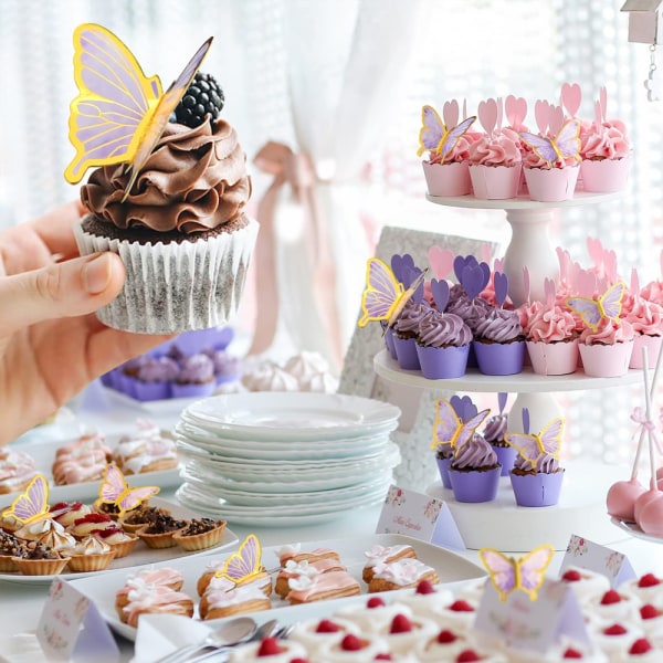 50 st Butterfly Cupcake Topper Födelsedag Bröllopsfest tårta vägg