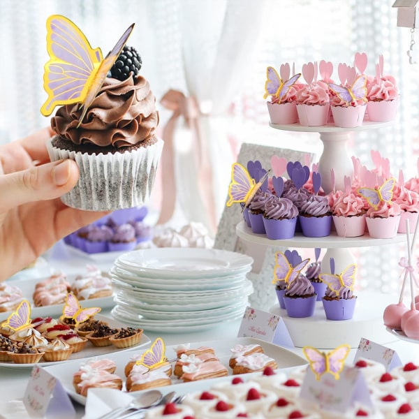 50 stk sommerfugl cupcake topper bursdag bryllup fest kake vegg