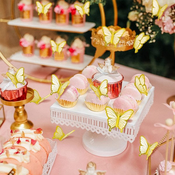 50 st fjärils cupcake toppers födelsedag bröllop fest tårta vägg