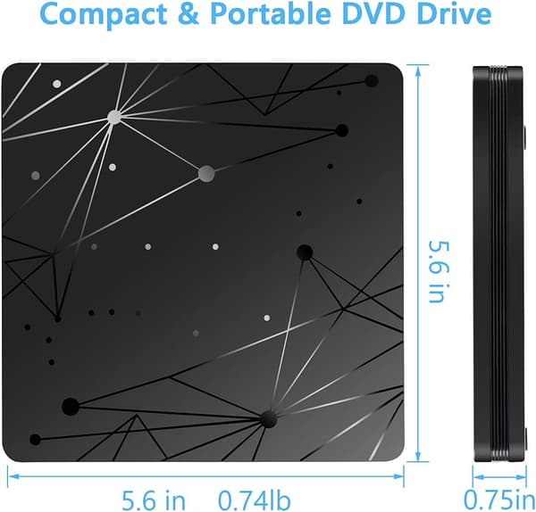 Ekstern DVD-stasjon for bærbar PC, USB 3.0 Bærbar Optisk Slim CD/DVD Brenner Spillerstasjon Stasjonær PC