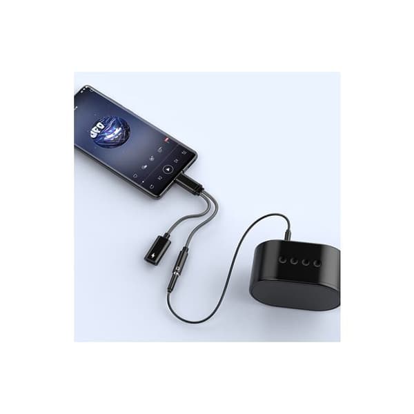USB C hodetelefonadapter og lading, 2-i-1 USB C til pluggadapter støtter 60W hurtiglading, USB C 3,5 mm Aux Jack-adapter for Samsung A53 A33 S22