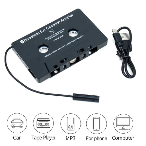 Bilstereo Bluetooth Kassett Til Aux-mottaker, Kassettspiller Skrivebord Bluetooth 5.0 Hjelpeadapter