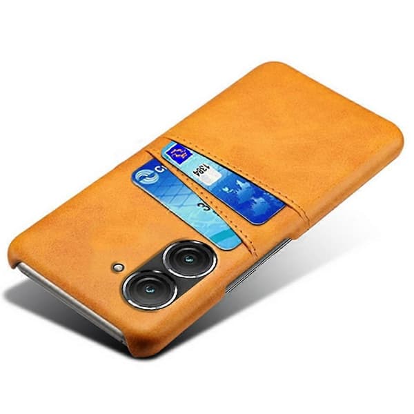För Asus Zenfone 9 5G Dubbla kortplatser Design Slim Telefonfodral PU-läderbelagd Hård PC Stötsäker Ba