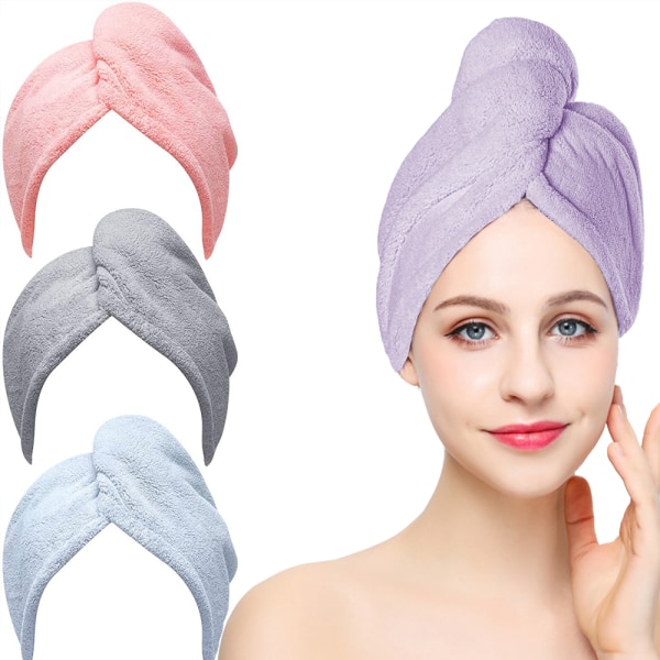 Mikrofiber hårhåndklædeindpakning, sæt med 2 hurtigtørrende superabsorberende