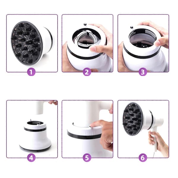 Hårfønerdiffuserfeste for jevn varmefordeling, universell hårdiffuser for krøllete, tykt bølgete hår 3 til 8 cm svart A