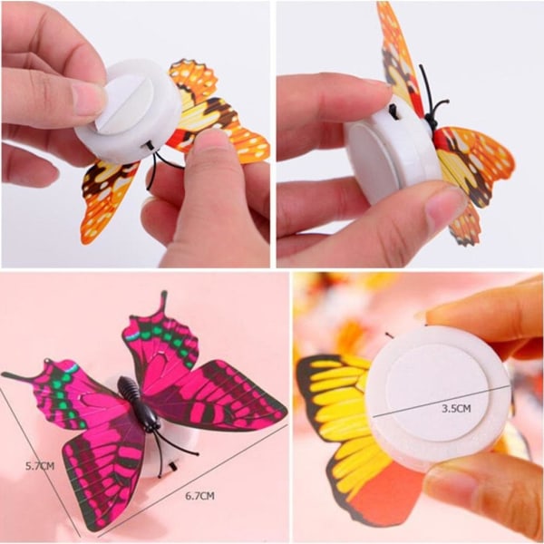 10 stk LED sommerfugl vegg klistremerker lys vegg klistremerker 3D