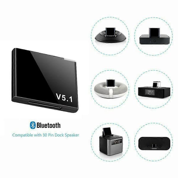 Bluetooth A2DP musikkmottaker lydadapter for iPod iPhone 30-pinners dokkhøyttaler