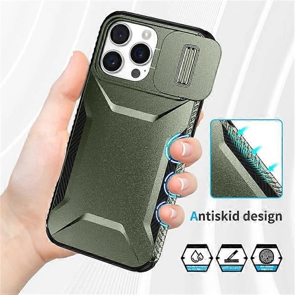 Kompatibel med iPhone 16 Pro Max-deksel Camshield TPU+PC telefondeksel Sklisikker sidekant A