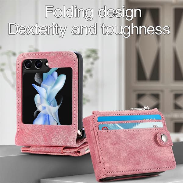 Hudkänsla PU Dragkedja Plånboksfodral för Samsung Galaxy Z Flip5