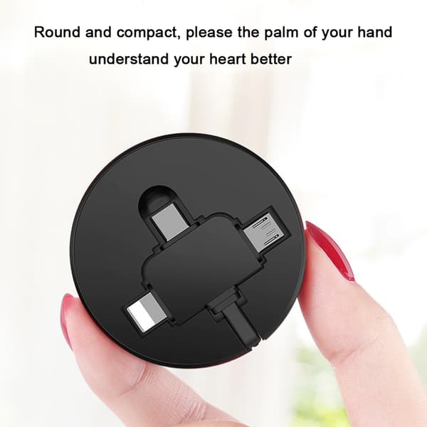 Multiladekabel, 3-i-1 uttrekkbar USB-kabel med mobiltelefonstativ, datakabel, hurtiglading