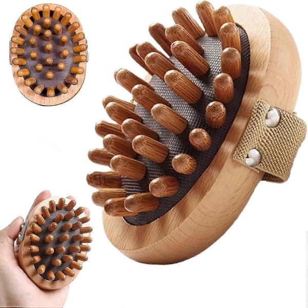 Meridian trykbørste, håndholdt træmassager kropsbørste, træmassage kropsbørste til cellulitefjerner massager A