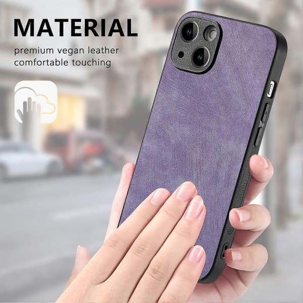Til iPhone 14 Plus-deksel Støtsikkert slankt retro-skinntelefonbakdeksel