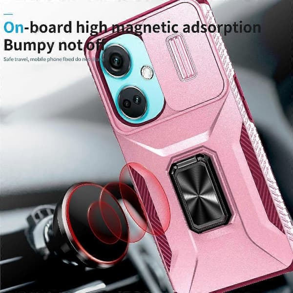 Fodral för OnePlus Nord N30 5G Linsskyddsring Hållare Stötsäker Bilmagnet Rosa