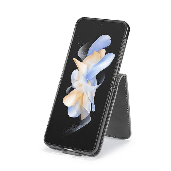 Till Samsung Galaxy Z Flip5 5G LC.IMEEKE Kalvtextur Läderfodral Grå