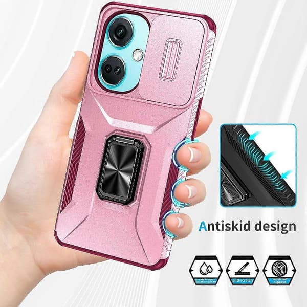Fodral för OnePlus Nord N30 5G Linsskyddsring Hållare Stötsäker Bilmagnet Rosa