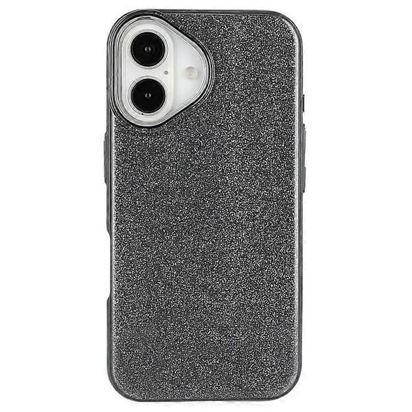 Kompatibel med iPhone 16-deksel Glitterdesign IMD TPU + PC Telefonbakdeksel Svart