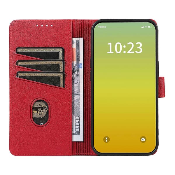 För iPhone 14 Läderfodral Litchi Textur RFID-blockerande Plånboksställ Telefonfodral