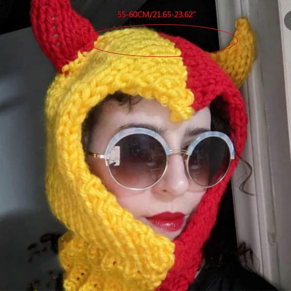 Rolig Horn Balaclava Herr Kostym Mössor Halloween Present Pullover Mössa Mjuk Mössa Halloween Present Varm Mjuk Balaclava Mössa Bildstil A