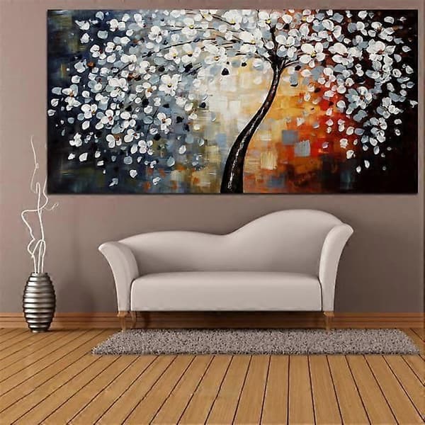 TEMPSA Oljemålning Blomträd Canvas Abstrakt Modern Hemväggdekor A