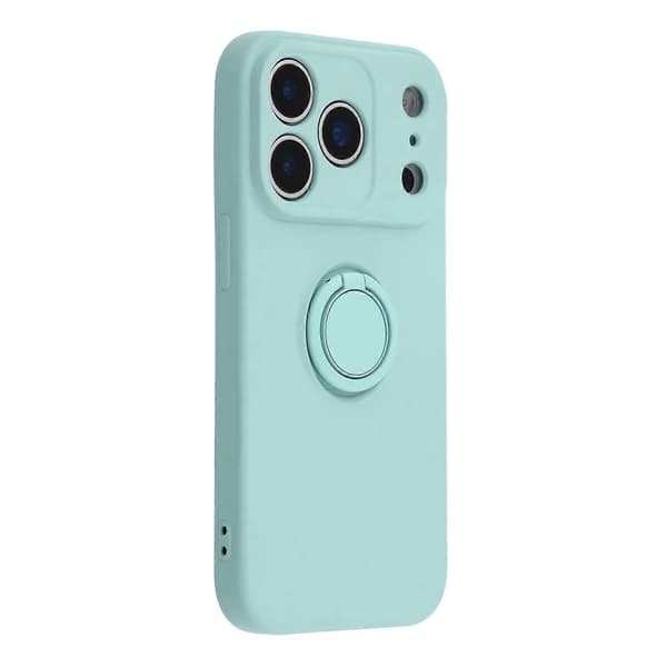 For iPhone 17 Pro Max silikondeksel med stroppringstativ telefondeksel (Azure, himmelblå)