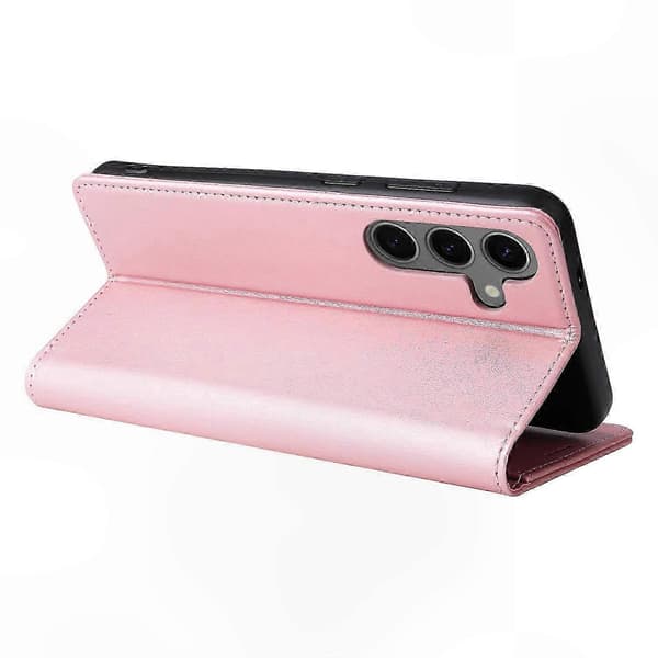 Plånboksfodral med magnetlås kompatibelt med Galaxy S24, Premium läderfodral Rosa