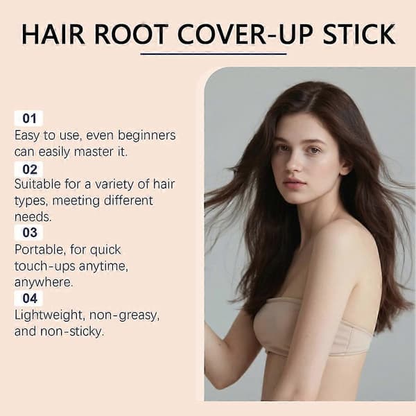 Hårrod Touch-Up Stick til Gråt Hår Øjeblikkelig Dækning Ammoniakfri Rodfri til Kvinder Mænd A