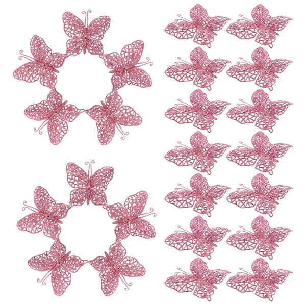 Glitterende hule sommerfugler til jul, dekorative DIY sommerfugltopper 36 stk. til dekorasjon A