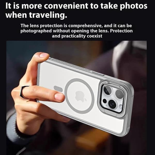 Til iPhone 16 Pro Max kompatibel med MagSafe linsecover kickstand mat bagcover