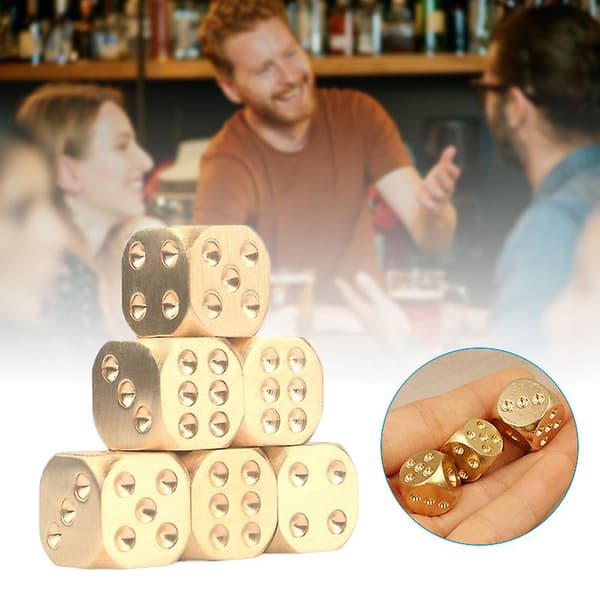 Kopparmetall Solid Tärning Underhållningstillbehör för Bar Mahjong Manuell Polering Mässing Enkelstycke A