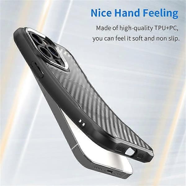 Kompatibel med iPhone 13 Pro Magnetiskt telefonfodral TPU+PC Baksida Kolfibertextur A