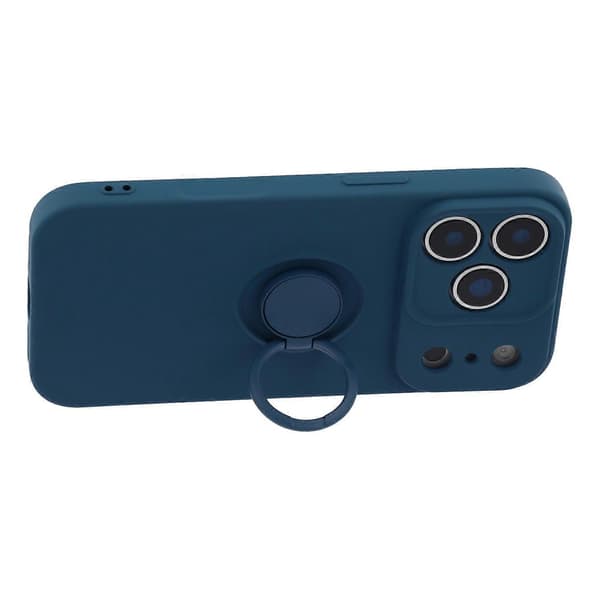 Til iPhone 17 Pro Max Silikonecover med Rem Ring Kickstand Telefoncover (Blå, Midnatsblå)