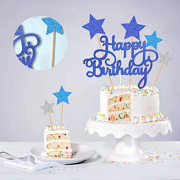 Grattis på födelsedagen Cake Toppers, Stars Cake Toppers Confetti