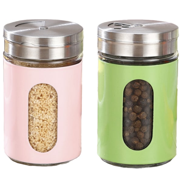 Salt and Pepper Shakers Stainless Steel and Glass Set