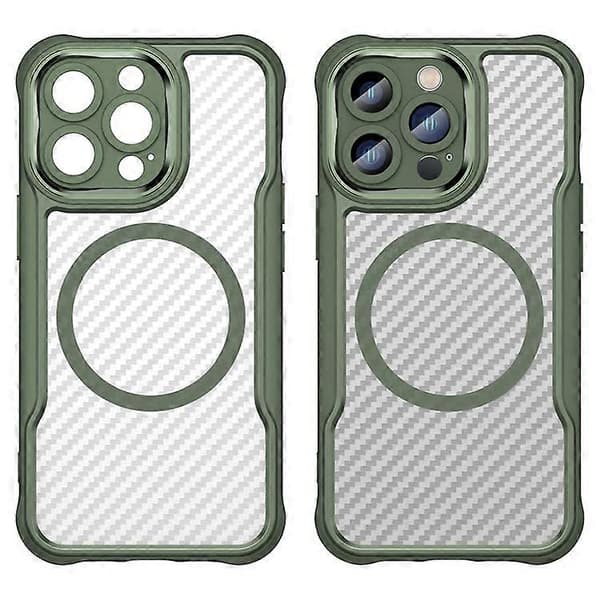 Kompatibel med iPhone 13 Pro Magnetiskt telefonfodral TPU+PC Baksida Kolfibertextur A