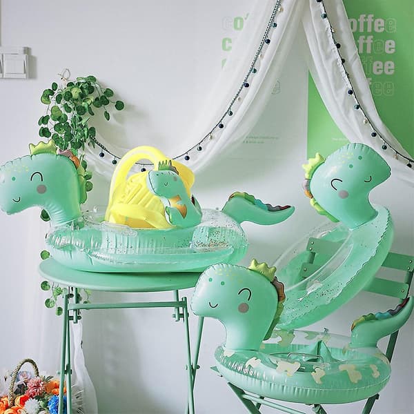 Uppblåsbar Babysimring Transparent Dinosaurieformade Sittfickor Flytring A