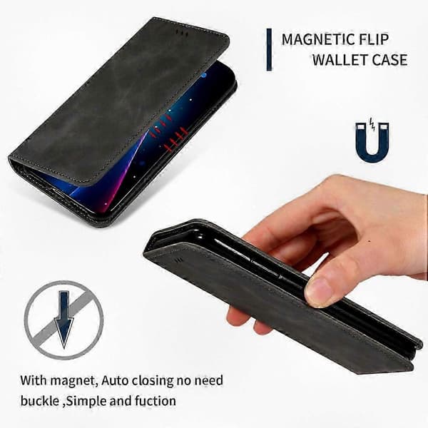 Magnetiskt flip-läderfodral med retrokänsla för OnePlus 7T - Horisontellt affärsstilsfodral