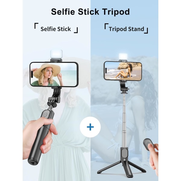 41” Mobilstativ för iPhone, utdragbar Selfie Stick med W
