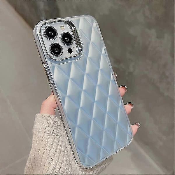 För iPhone 15 3D Rhombus Galvanisering TPU Hybrid PC Mobiltelefonfodral SilveriPhone 15